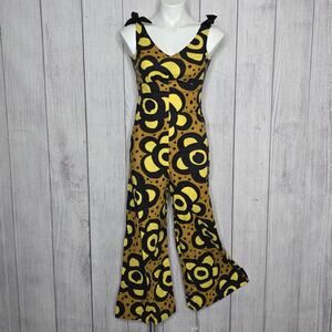 Vintage 60s Miss Elaine Mod Floral Jumpsuit ILGWU USA Made, sz XS/S
